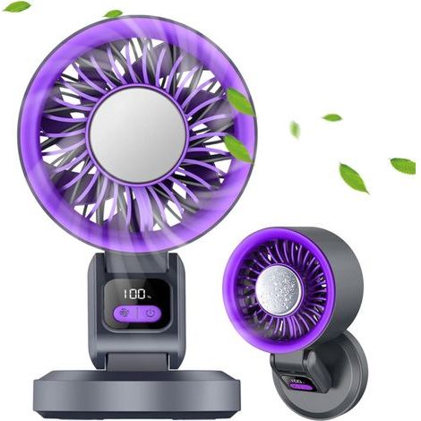Ventilateur Rafraîchissant Pour Chambre - Souffleur D'Air Froid Pliable Et Rechargeable,Ventilateur de Bureau avec Crochet,Pour Bureau Voyage Chambre Extérieur Été Camping Plage (1/5)