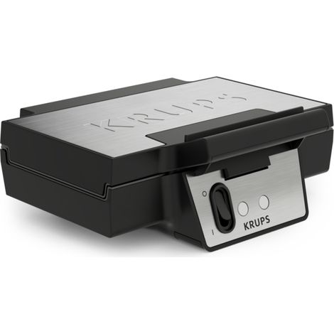 Krups FDK FDK261 - Gofrera Iconic 850 W - Placas antiadherentes de cerámica - Diseño icónico - Almacenamiento vertical - Fácil de usar - Negro/Acero inoxidable