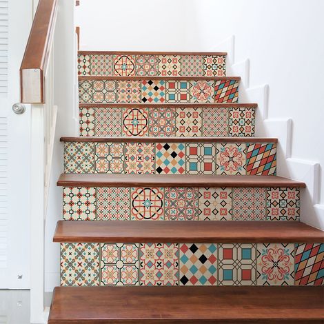 Stickers adhésifs escalier carrelages contremarche - ROMIRLO - 2 bandes de 15x105cm (1/3)