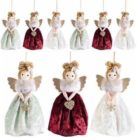 Angioletti da Appendere con Abito in Eco Pelliccia Decorazioni per Albero di Natale e Casa 6 Pezzi (1/3)