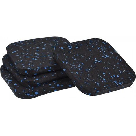 Lot de 4 tapis antidérapants en caoutchouc (100 x 100 x 10 mm) pour meubles, lits, lave-linge et sèche-linge - Noir et bleu (1/4)