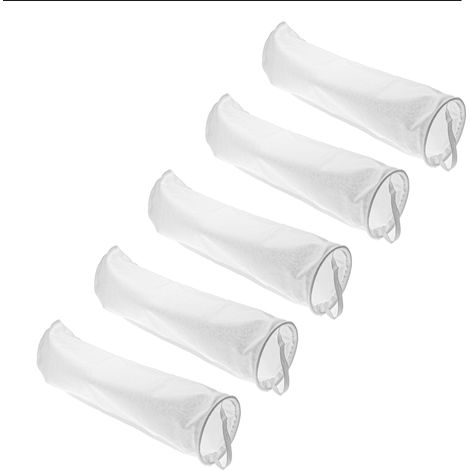 vhbw 5x Universal Filtersocke für Aquarien, Pools, Skimmer - Filterbeutel, Polypropylen, 18 x 81 cm, 100 Mikrometer, Weiß