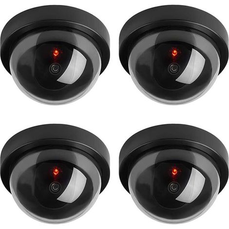 4 X noir Dôme Fausse sécurité fictive Caméra CCTV imperméable à l'eau IR LED Clignotant Rouge Lumière Surveillance intérieure extérieure (1/5)