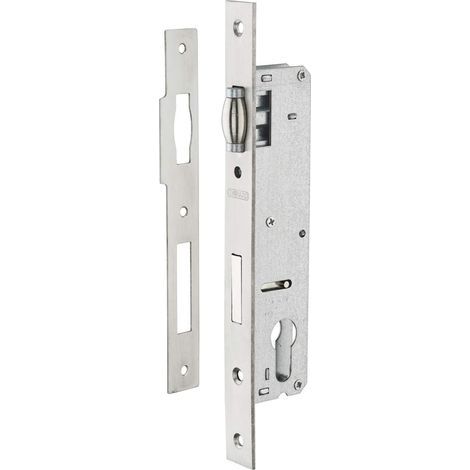 1 boîtier de serrure, axe 25 mm, carré 8 mm, coffre acier, têtière inox, pour menuiserie métallique (1/4)