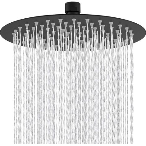 10 pouces pommeau douche Rond fixe tête de douche en acier inoxydable 304 Noir à 180 ° rotatif puissant Haute pression Spray de pulvérisation de salle de bains salle de bains Pommes de douche fixes (1/5)