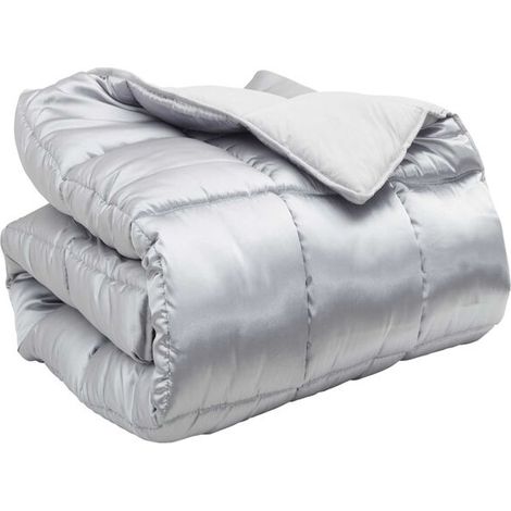 Couette d'hiver argentée en duvet 135 x 200 cm, satin et microfibre (1/5)