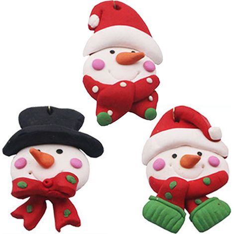 Galette De Noël - Figurine Bonhomme De Neige En Pâte À Modeler Souple - Décoration Arbre De Noël Et Cadeau - Lot De 3 (1/5)