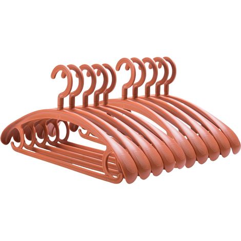 Lot de 10 cintres en plastique résistant, capacité de 11 kg, crochet pivotant, bretelles larges, antidérapants, pour polaire épaisse (orange) (1/5)