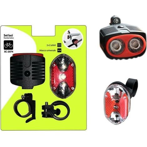 Trade Shop - Kit Luci Anteriore Posteriore Fronte Retro Universale Per Bici Bicicletta Xc2074 -