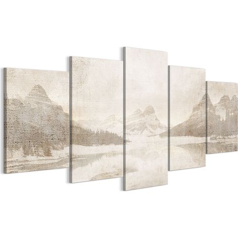 Quadro su tela italiana 100 x 50 cm pentattico - stile boho - natura Quadro su tela italiana 150 x 75 cm pentattico - stile boho - natura (1/5)