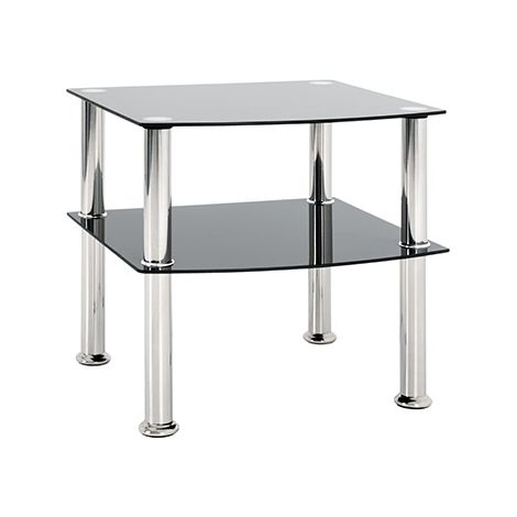 Table d'appoint 45x45x44 cm en métal et verre noir et gris