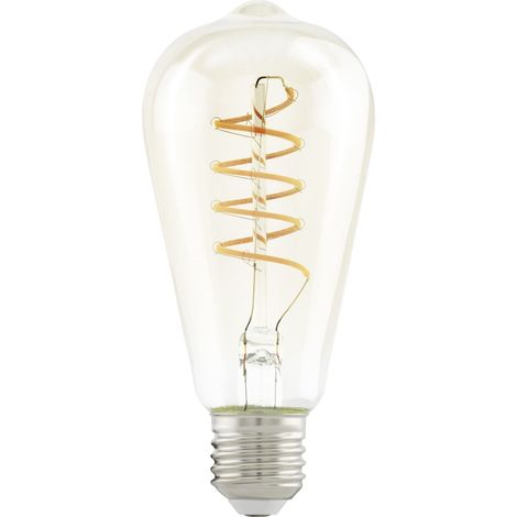 EGLO LED E27, lampadina a spirale, lampada vintage ambrata per illuminazione retrò, 4 Watt (equivalente a 26 Watt), 270 Lumen, illuminante bianco caldo, 2200k, Edison ST64, Ø 6,4 cm (1/5)