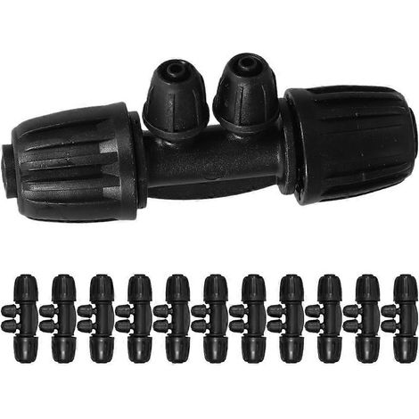 Raccords pour tuyau d'irrigation goutte à goutte (lot de 12) compatibles avec les tuyaux d'arrosage et les tuyaux en PE, en noir, pour le contrôle du débit d'eau. (1/5)