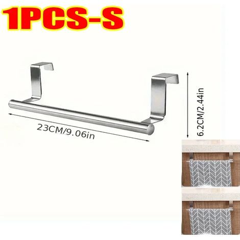 (S) Porte-serviettes de cuisine en acier inoxydable, porte-serviettes de salle de bain, support mural, étagère, barre de rangement à suspendre à une porte de placard (1/5)