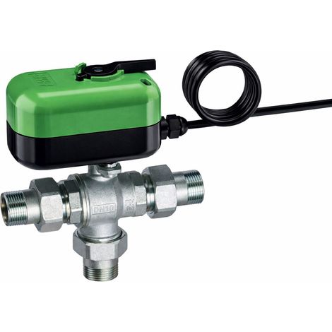 Vanne de zone déviatrice à bille 3 voieschromée avec servomoteur électrique FAR 3005  230V - 1/2"