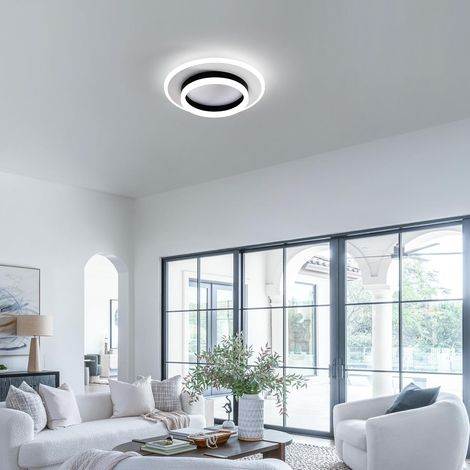 COMELY Black and White Round Acrylic Ceiling Light, 28W, 6500K Cool Daylight, 30x30x6.5cm, IP20 (1/5)