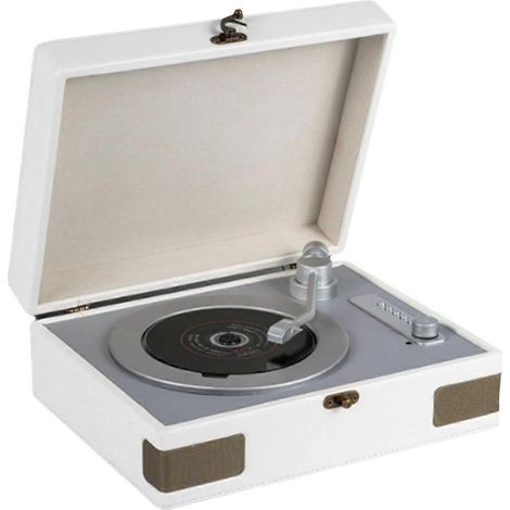 Vintage-CD-Plattenspieler in Kofferform mit weißen Bluetooth 5.3 Hi-Fi-Lautsprechern (1/5)