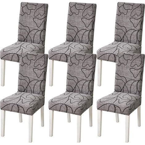 Housses de chaise, lot de 6, élastiques, amovibles, lavables, coupe courte, housses de coussin pour chaises de salle à manger, idéales pour hôtels, restaurants, banquets, etc. - XS (1/5)