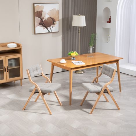 Lot de 2 chaises pliantes – Chaises de salle à manger pliables avec rembourrage, cadre en bois, chaises pliantes portables assemblées pour invités, cuisine, bureau, mariage, fête – Gris