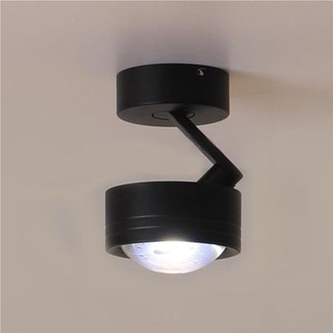Spot de plafond noir 7W orientable, blanc chaud 3000K, double angle pour couloir (1/4)