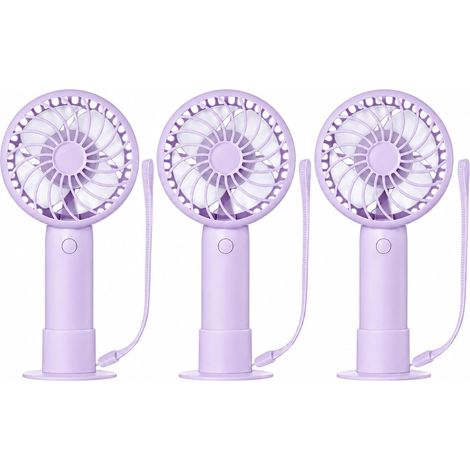 Tujoe Lot 3 tragbare Mini-Beatmungsgeräte für 3 Personen, kleines Format, wiederaufladbar und mit USB-Anschluss, für Damen, Nagelmaquise, Büro, Reise, Strand, Innen- und Außenraum (violett) (1/5)