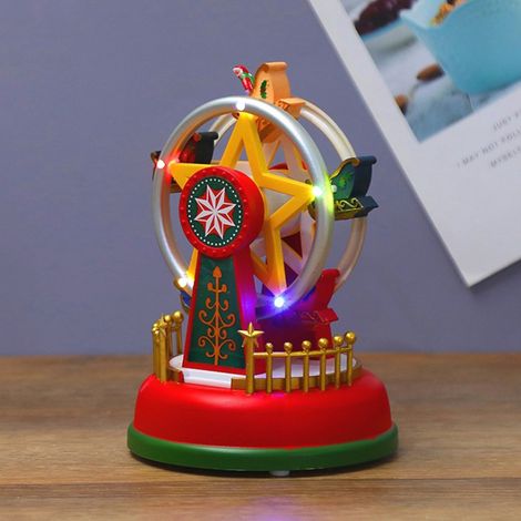 Mini boîte à musique de Noël, carrousel musical lumineux, grande roue animée, cadeau de Noël romantique, décoration de bureau (1/3)