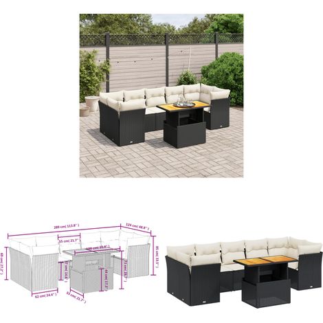 Salon de jardin 8 pcs avec coussins noir résine tressée - Ensemble Salon De Jardin - Meuble Extérieur - Résine Tressée - Mobilier De Jardin - Canapé D'extérieur - Home & Living (1/3)
