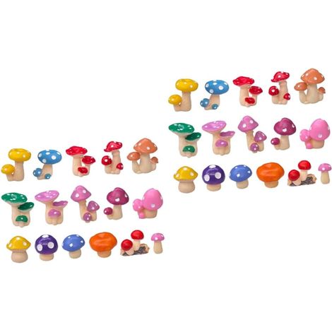 32 Pièces Petite Sculpture De Décorations De Paysage Mornament Mushroo De Bureau Dessus De Bureau Figure De Paysage Vrais Champignons Figurines Résine Dessin Animé (1/5)