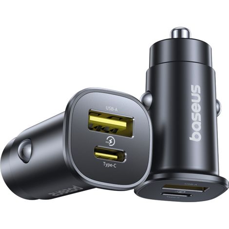 Chargeur de voiture Baseus GoTrip, 30 W, USB C-USB A, noir, 1 pièce. (1/5)