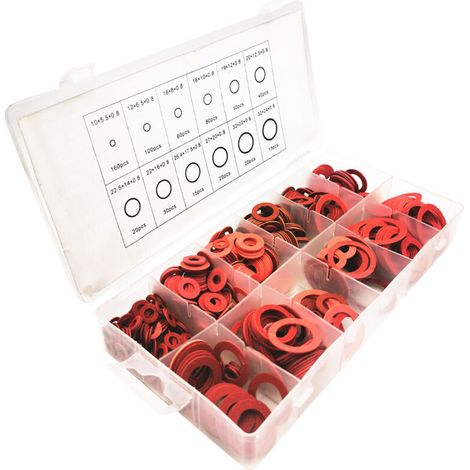 600 Pcs Kit de Rondelles Plates en Fibre de Papier d'acier Rouge Joint d'isolation Assorti (1/5)