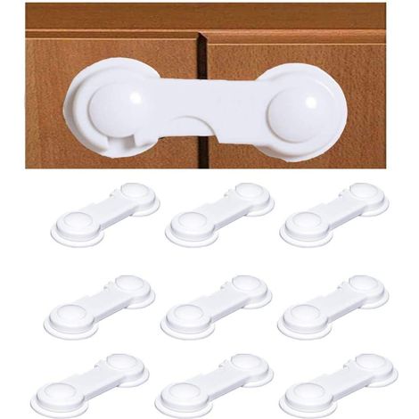 Verrous pour portes et tiroirs – adhésif ultra-résistant – adhésif 3M – verrous pour bébés et jeunes enfants – sans perçage – lot de 10 (1/5)
