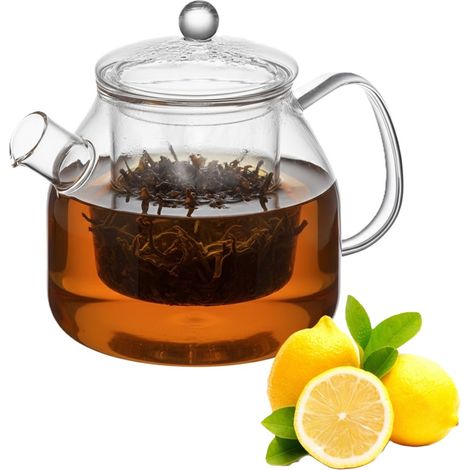 Jarra resistente al calor con infusor Gustav de 1200 ml (1,2 litros) para preparar té, hierbas y café, de vidrio borosilicato. (1/5)