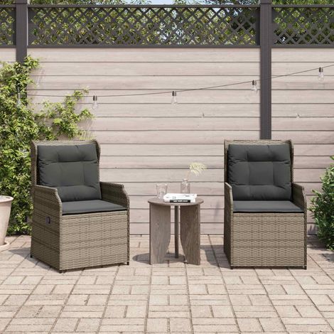 Gartenbank 2 pcs Grau Poly-Rattan