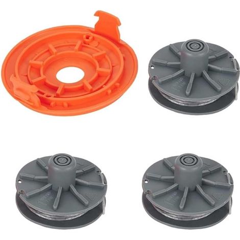 Lot de 3 bobines + 1 couvercle - Bobine de fil compatible avec Gardena 5307-20, etc. Ø 1,6 mm, longueur 6,1 m - Fil de coupe universel - Fil pour débroussailleuse (1/5)