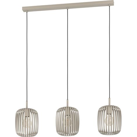 EGLO Hängelampe Romazzina, Esstisch Pendelleuchte 3-flammig, Esszimmerlampe aus Metall in Sandfarben, Hängeleuchte mit E27 Fassung