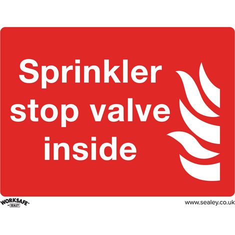 Sealey SS23P1 Worksafe® Sprinkler Stop Valve Safety Sign - Rigid Plastic