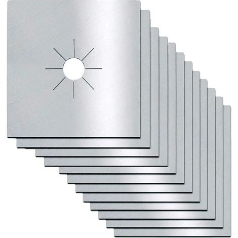 Protector para estufa de gas, revestimiento antiadherente, fácil de limpiar, color plata, 12 unidades. (1/2)