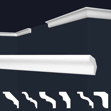 MARBET DESIGN Cornici in XPS Polistirolo Bianco per Soffitto e Pareti, Modelli di Cornici E-Cornici: E-3 / 22x25mm, 50 metri / 25 strisce