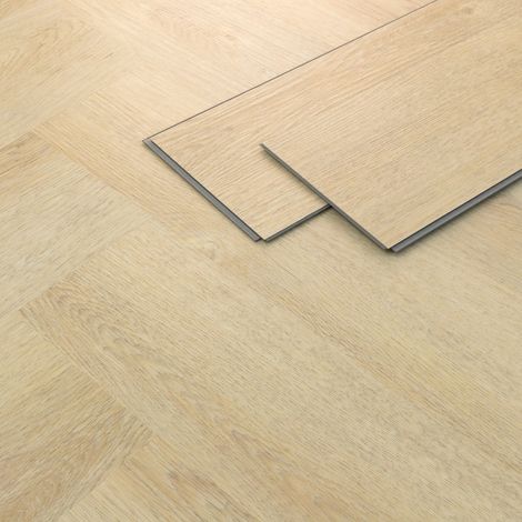 ML-Design Suelo Vinílico de PVC 3,12m² Color Marrón Roble Natural 40x Planchas de Vinilo Sistema Click 61x12,8cm, Grosor 4,2mm Láminas Efecto Madera Espiga Antideslizante Impermeable Fácil Instalación