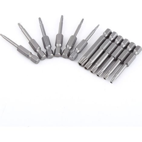 12 pièces embouts de vissage magnétiques en acier S2, tête étoile T5 à T40, 50 mm pour mandrin 1/4 pouce (1/5)