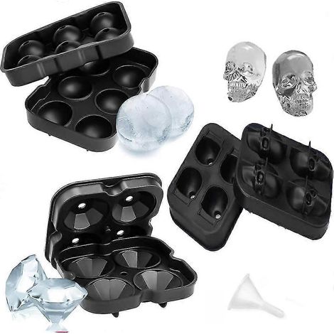 Lot de 3 moules à glaçons en silicone, forme diamant, forme bol, six moules à glaçons ronds (1/5)