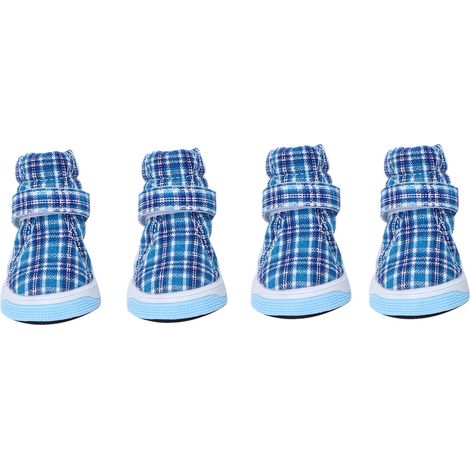4 pièces bleu antidérapant chien de compagnie tissu doux chaussures de sport en plein air respirant chiot baskets(2) (1/5)