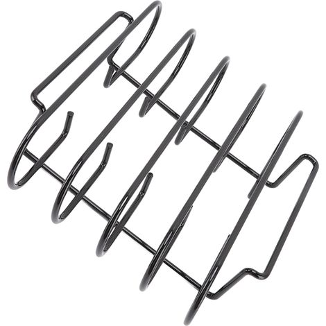 Support à côtes levées compact et portable en fer noir durable et réutilisable, idéal pour le barbecue et le camping. (1/5)