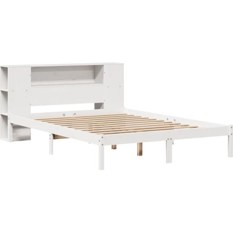 Bookcase Bed without Mattress White 160x200 cm Solid Wood Pine vidaXL (1/4)