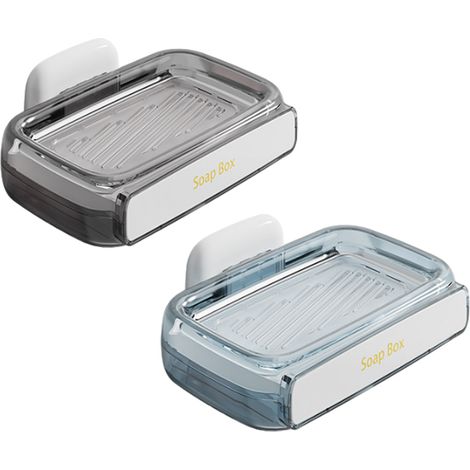 Porte-savon Adhésif avec Bac à Gouttes - Porte-savon Murale Double Étage pour Salle de Bain Douche Cuisine - 2 Pièces (1/5)
