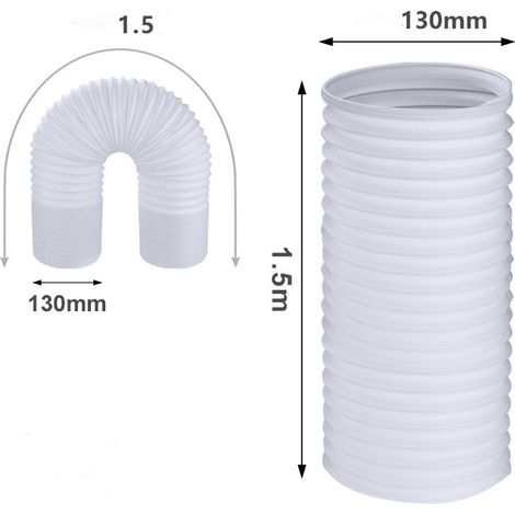 Tuyau de climatiseur mobile allongé, tuyau d'échappement de climatiseur portable, résistant à la chaleur et à la corrosion, adapté aux climatiseurs, déshumidificateurs, sèche-linge ([gaucher] 130 mm (1/5)