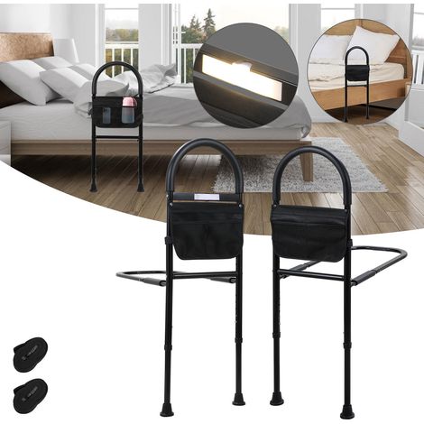 Wolketon Aufstehhilfe Bett Haltegriffe Hilfsmittel für Senioren 83-113cm Höhenverstellbar inkl. Aufbewahrungstasche Anti-Rutsch Bettgriff, Pflegebett Bettgitter Zubehör für Senioren