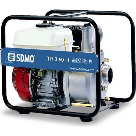 Sdmo – Motopompe thermique 54 m3/h – Eaux chargées – Essence – Hauteur d'élévation 26 m – Démarrage lanceur – Moteur HONDA GX160 (1/7)