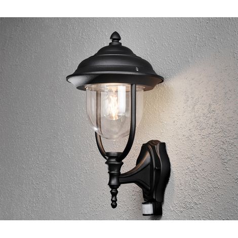 LED Außen Wandlaterne stehend im Landhausstil, mit Bewegungsmelder schwarz (1/4)