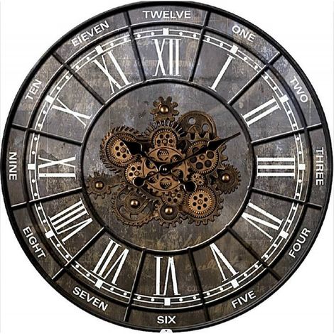 Horloge murale fer noir style industriel chic - Noir vieilli industriel